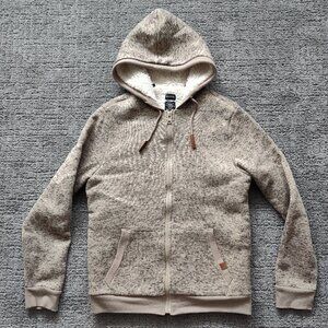 Beige Sherpa lined zip up hoodie